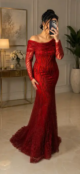 أخرى — فستان احمر تصميم خاص